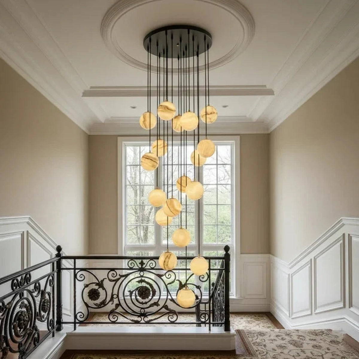 Floating Sphere Pendant Light in stone for Kitchen Island by AUVIELIGHT
