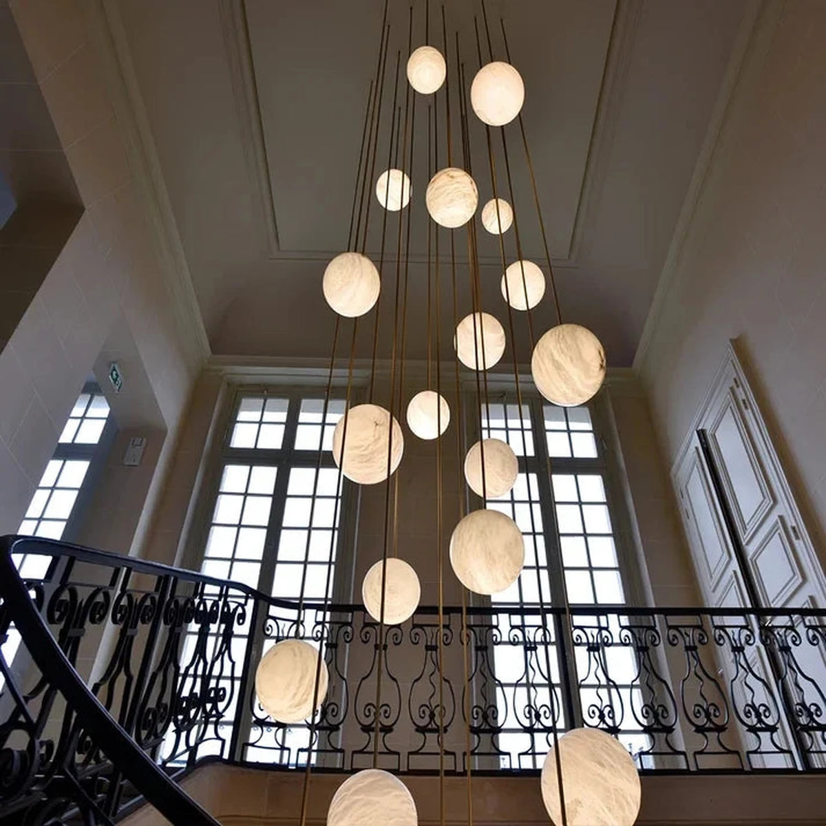 Floating Sphere Pendant Light in stone for Kitchen Island by AUVIELIGHT