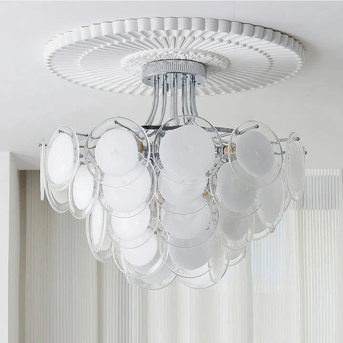 Floating Tiered Ceiling Light in clear glass for Living Room by AUVIELIGHT