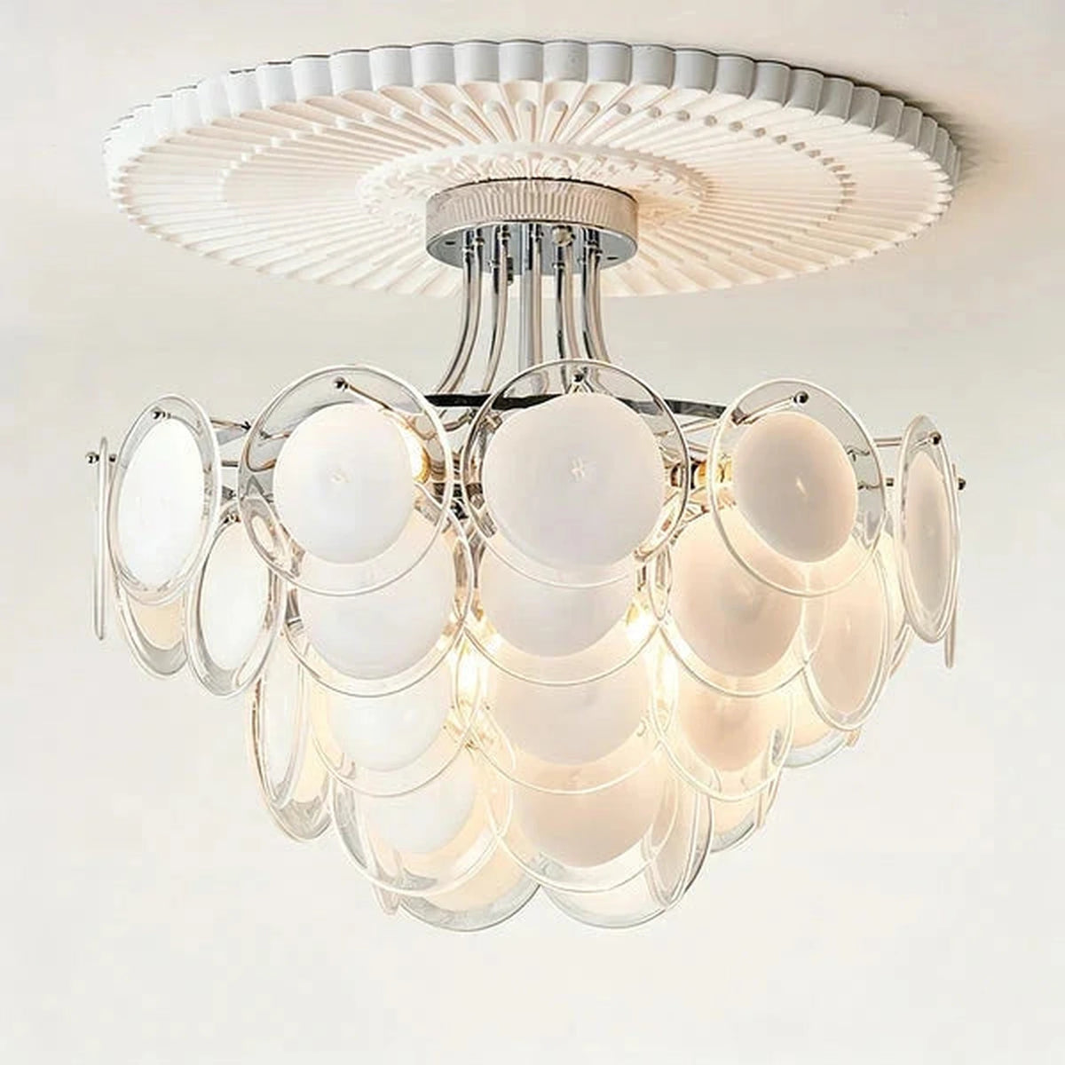 Floating Tiered Ceiling Light in clear glass for Living Room by AUVIELIGHT