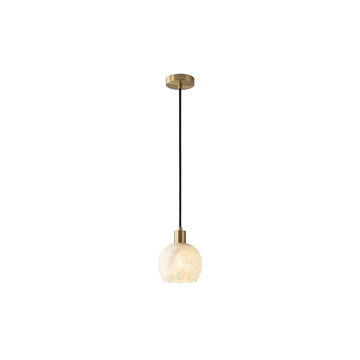 Flora Alabaster Mini Pendant Light by AUVIELIGHT, ∅ 5.1″ x H 4.7″ / White
