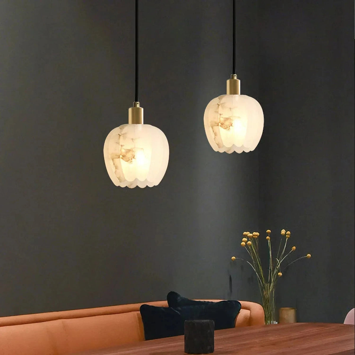 Flora Alabaster Mini Pendant Light by AUVIELIGHT