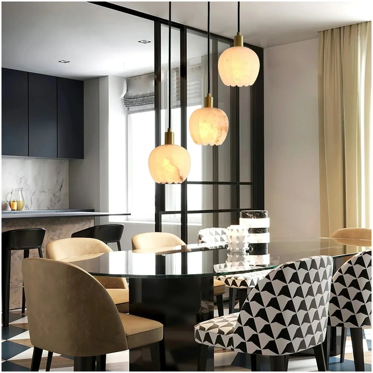 Flora Alabaster Mini Pendant Light by AUVIELIGHT