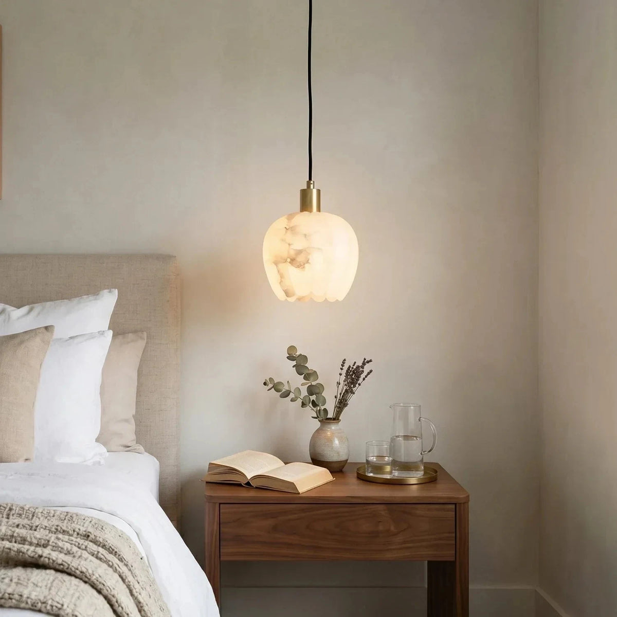 Flora Alabaster Mini Pendant Light by AUVIELIGHT