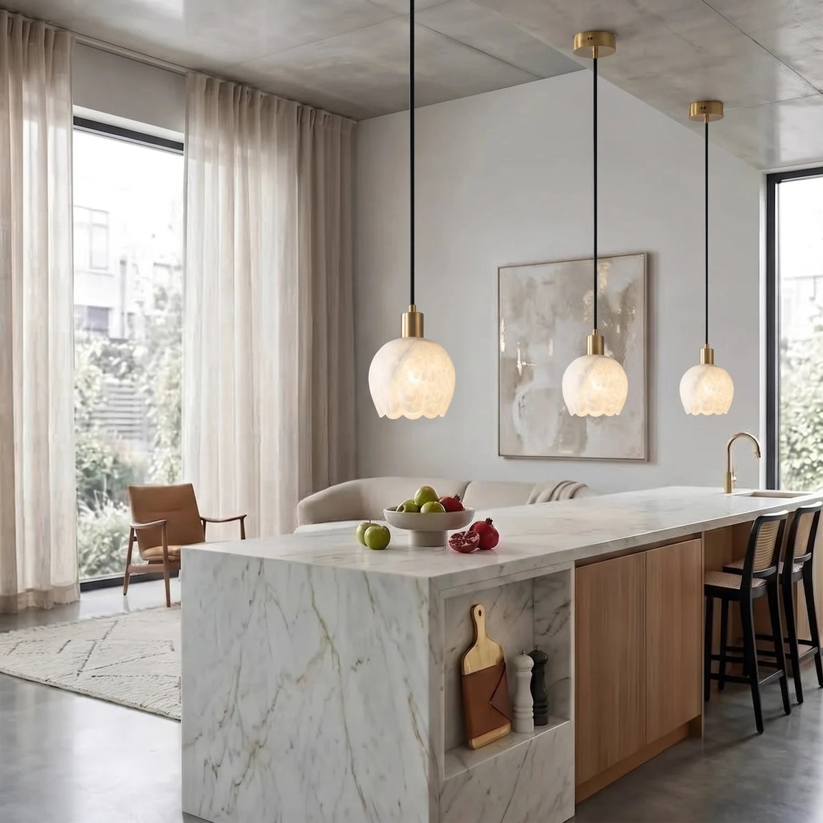 Flora Alabaster Mini Pendant Light by AUVIELIGHT