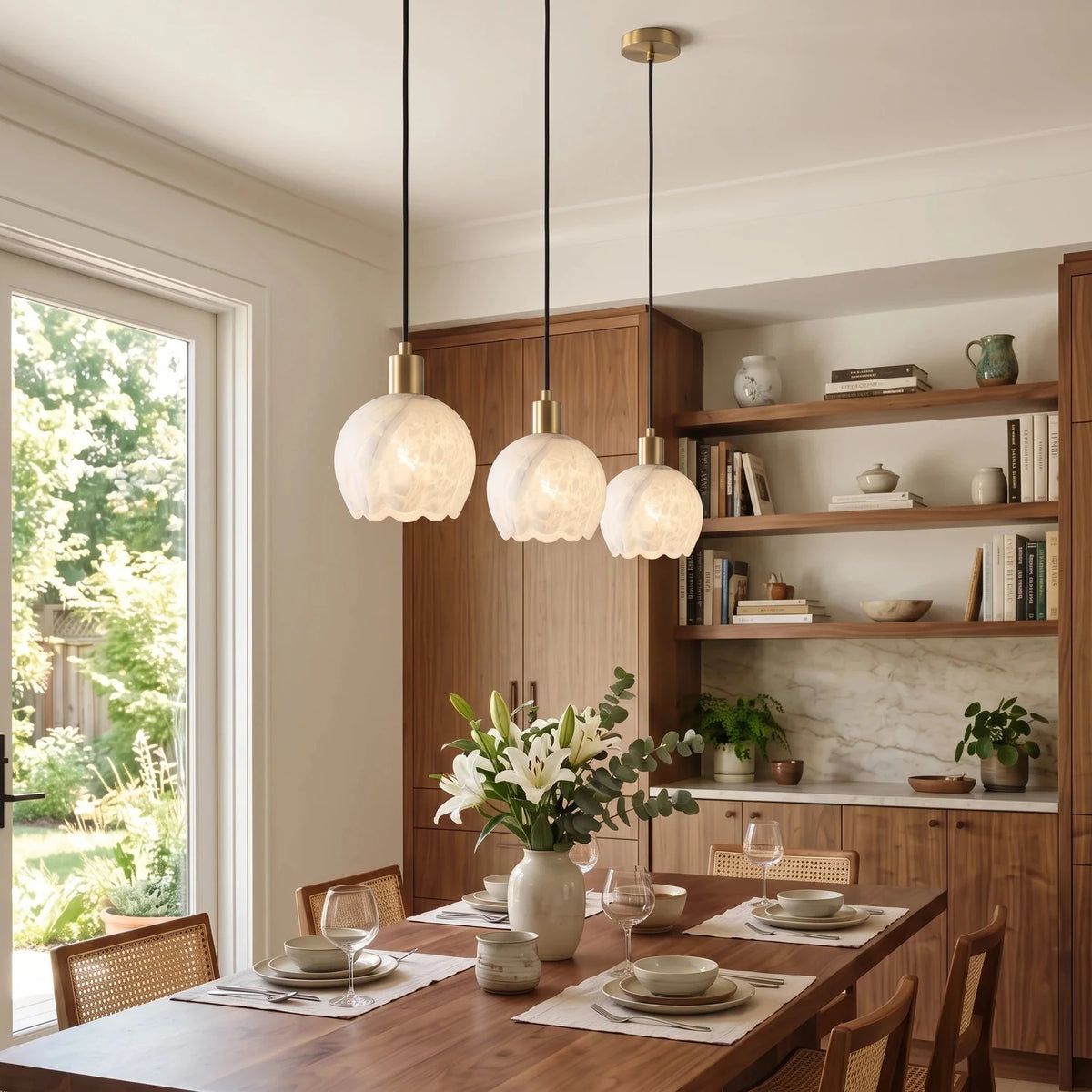 Flora Alabaster Mini Pendant Light by AUVIELIGHT