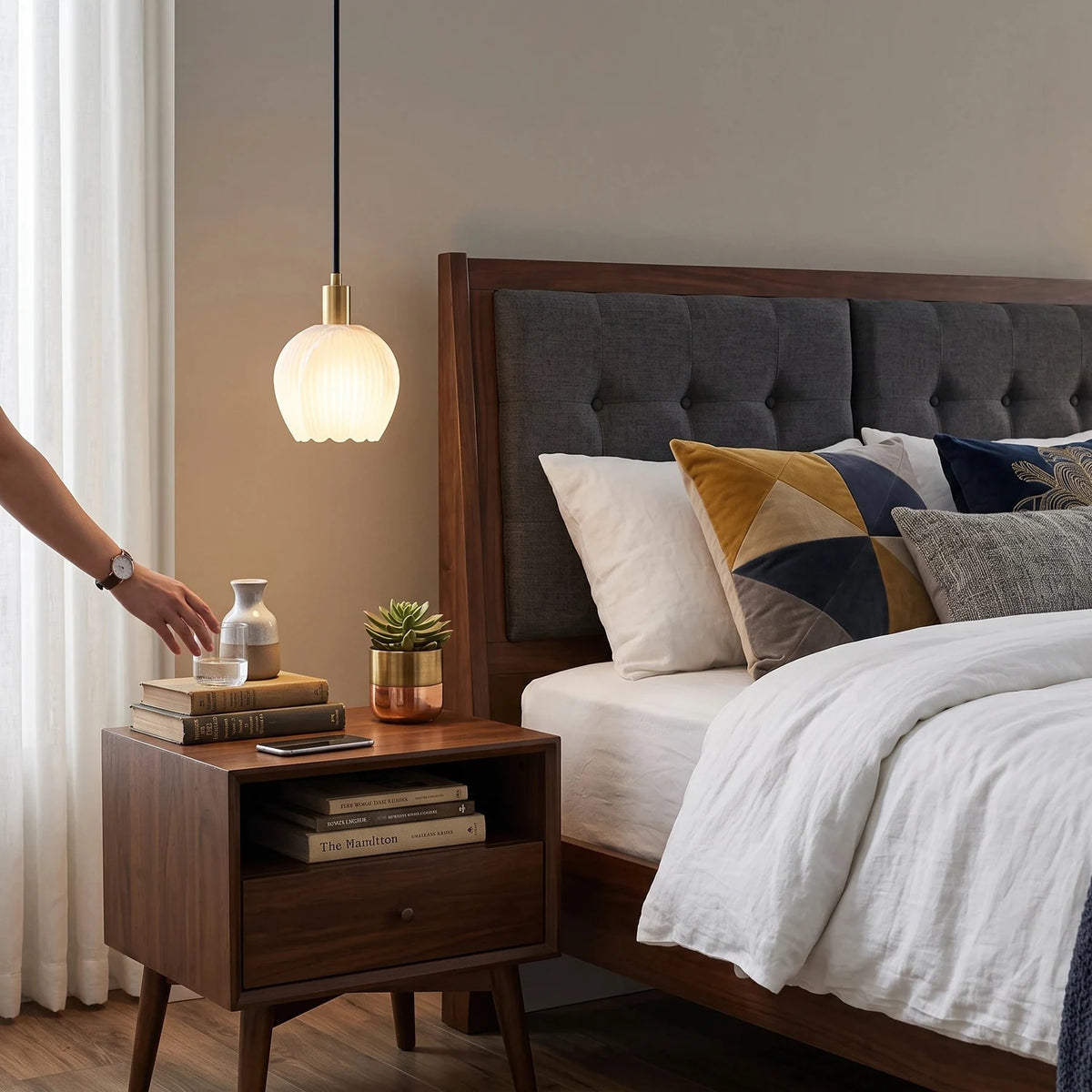 Flora Alabaster Mini Pendant Light by AUVIELIGHT