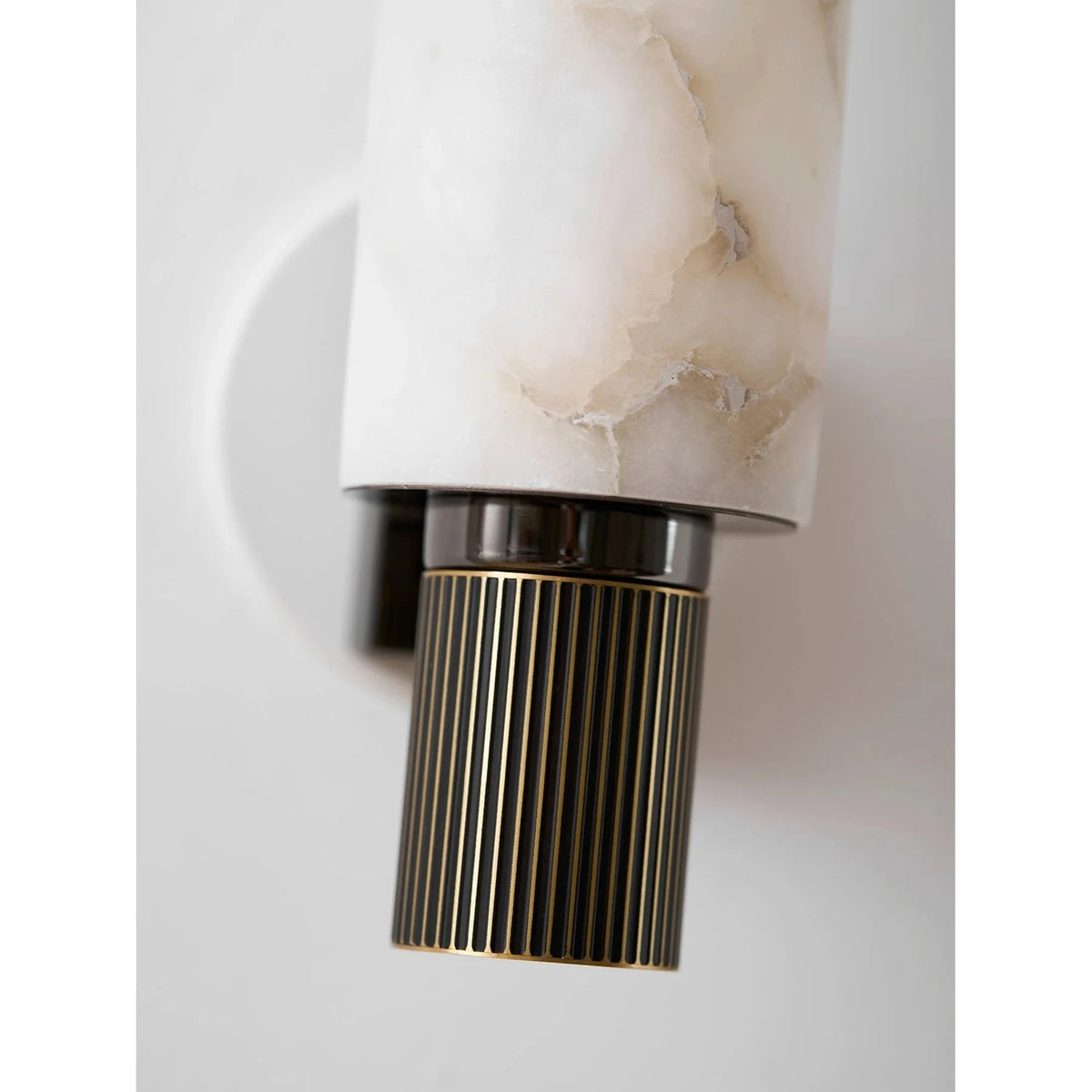 Fluted Brass Alabaster Cylinder Sconce light fixture by AUVIELIGHT
