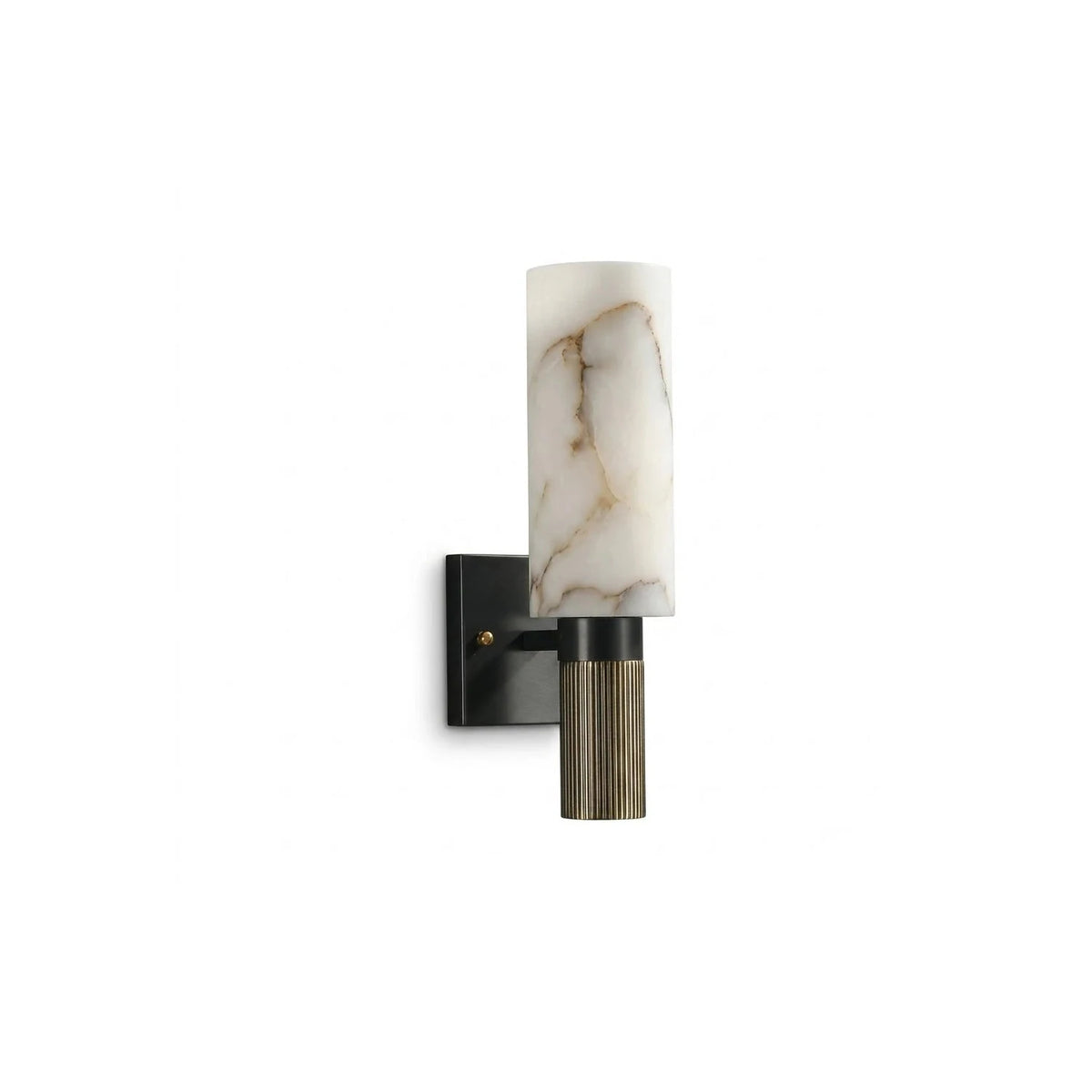 Fluted Brass Alabaster Cylinder Sconce light fixture by AUVIELIGHT
