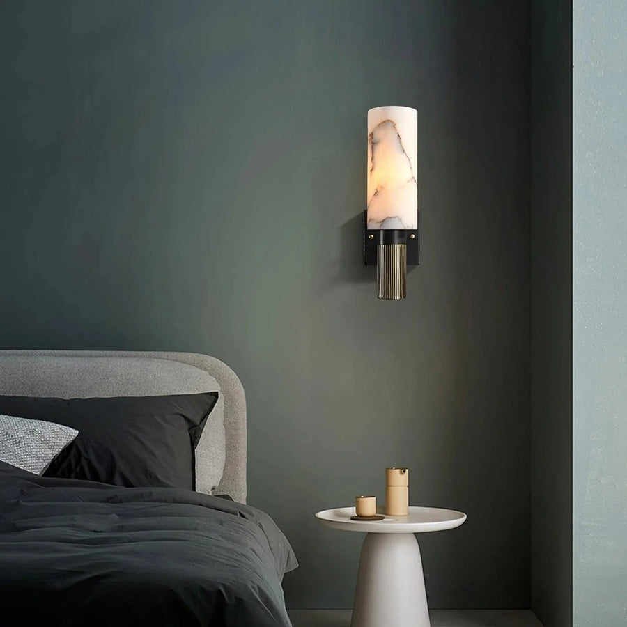 Fluted Cylinder Wall Sconce in alabaster for Hallway light fixture by AUVIELIGHT