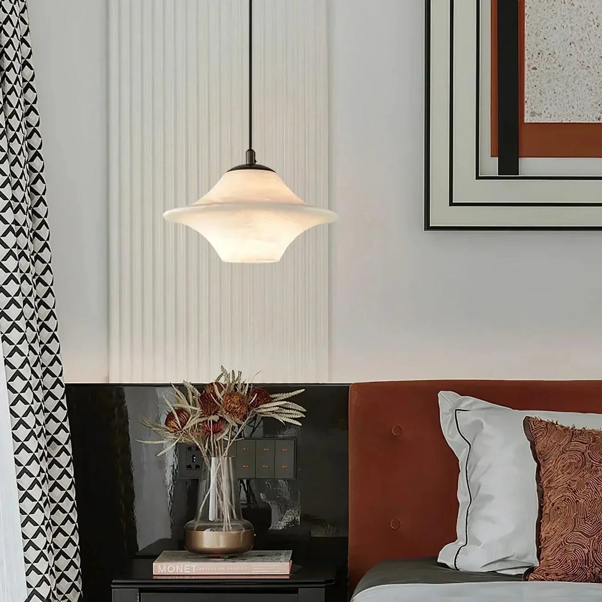 Flying Saucer Pendant Light in alabaster for Kitchen Island by AUVIELIGHT