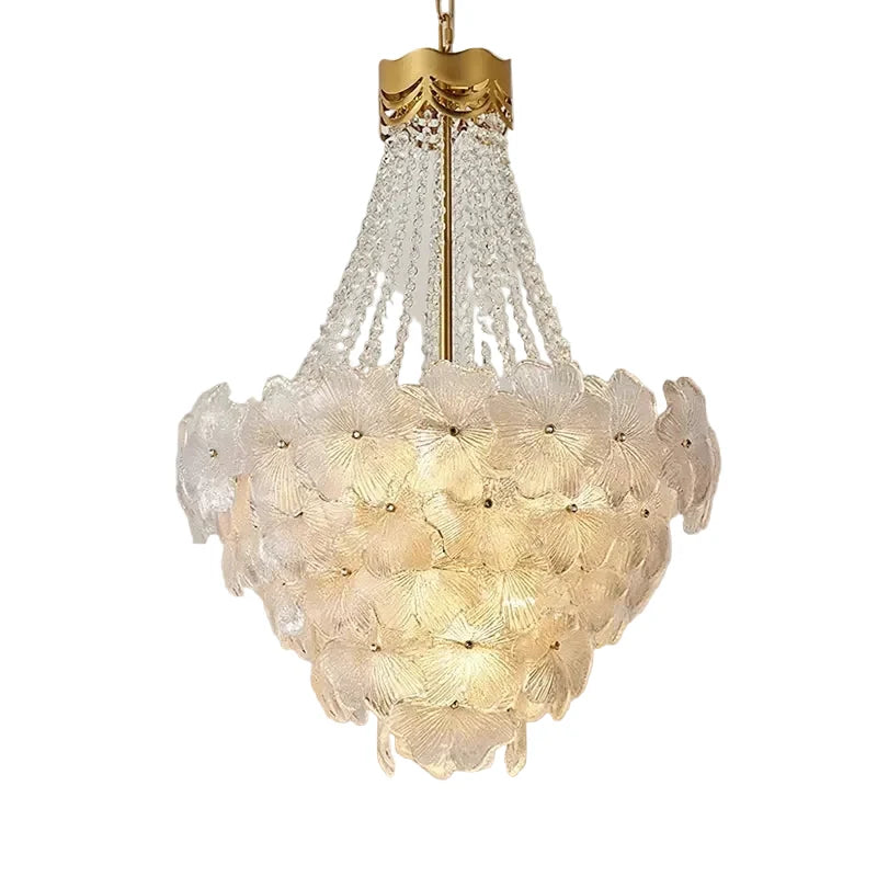French Crown Petal Chandelier in brass for Dining Room by AUVIELIGHT