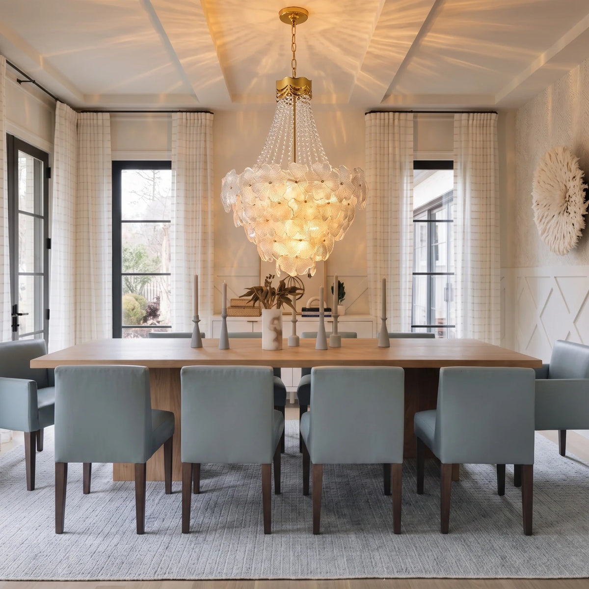 French Crown Petal Chandelier in brass for Dining Room by AUVIELIGHT