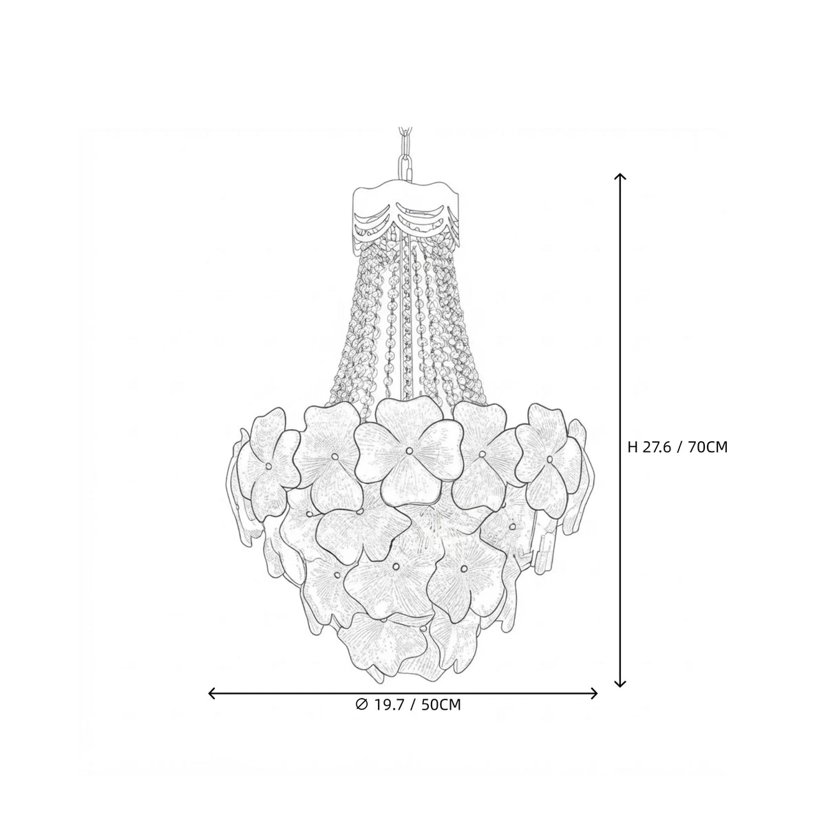 French Crown Petal Chandelier in brass for Dining Room by AUVIELIGHT