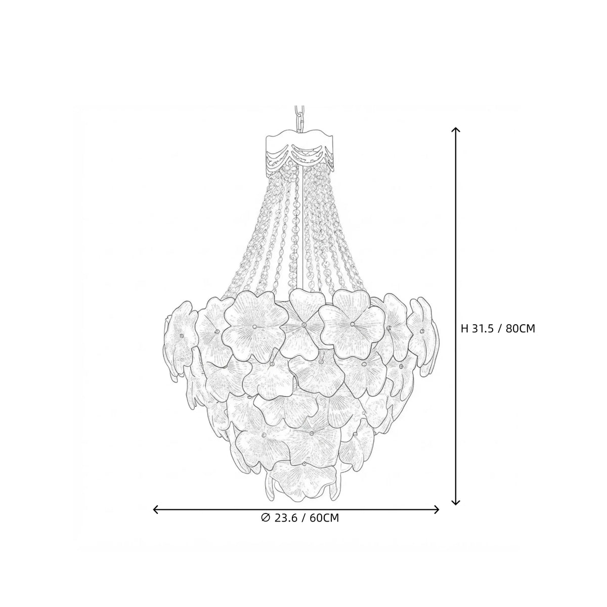 French Crown Petal Chandelier in brass for Dining Room by AUVIELIGHT
