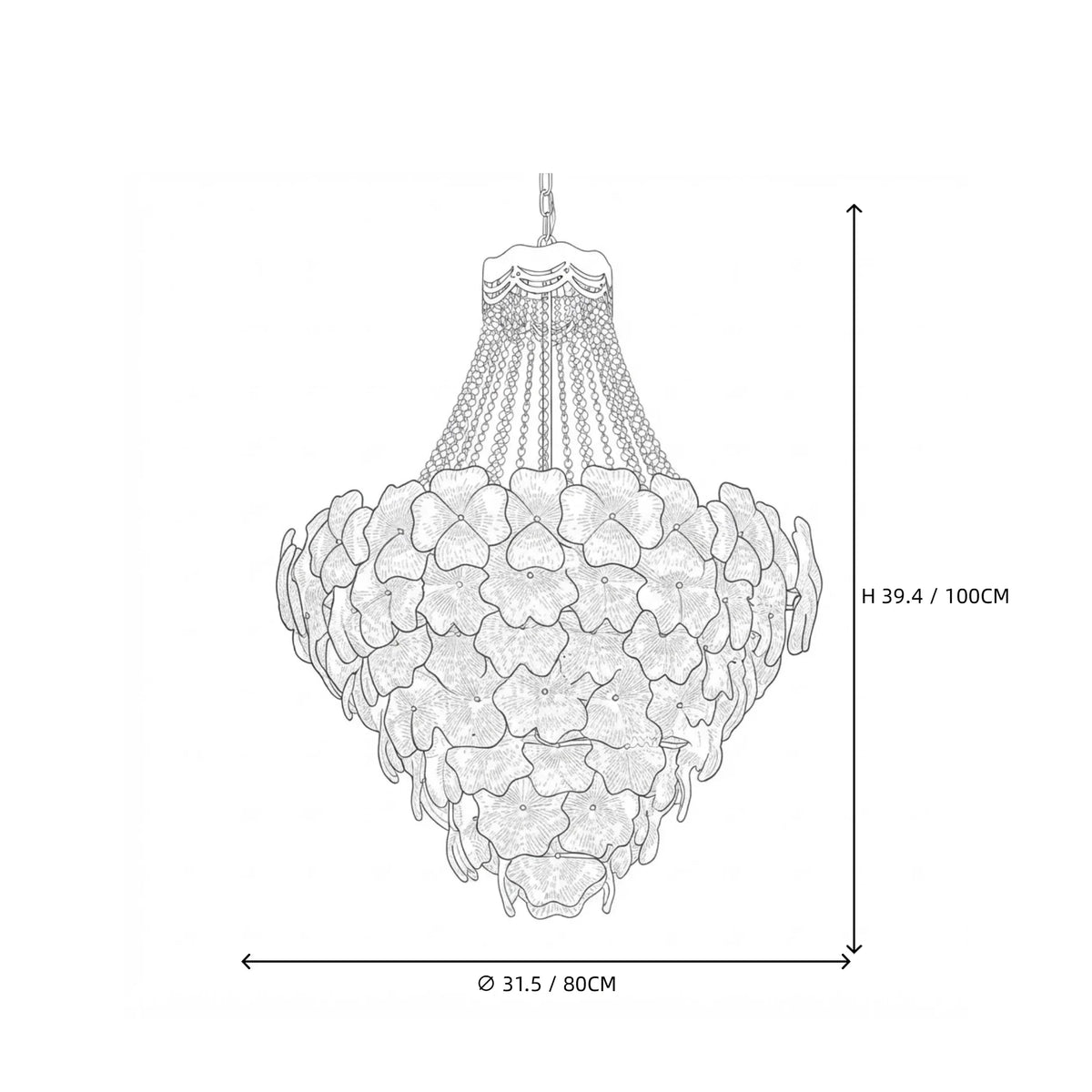 French Crown Petal Chandelier in brass for Dining Room by AUVIELIGHT
