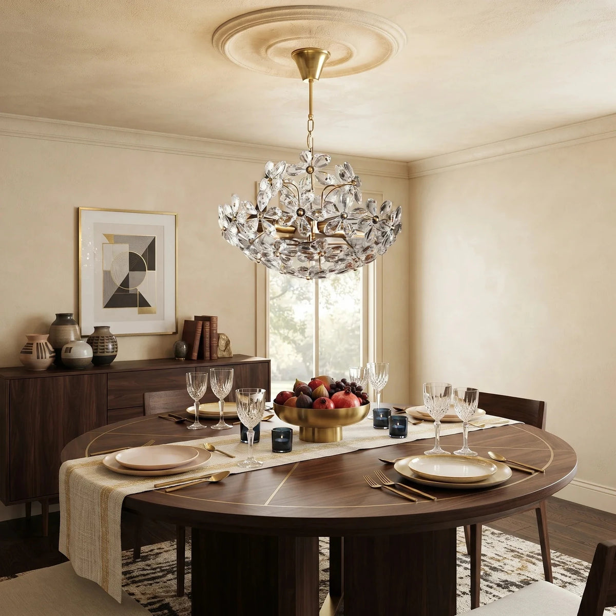 French Flower Basket Chandelier in crystal for Dining Room light fixture by AUVIELIGHT