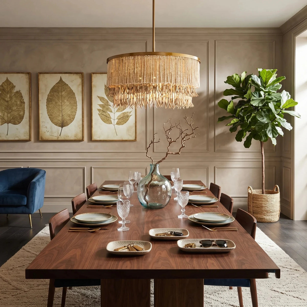 Fringe Beaded Chandelier for Dining Room light fixture by AUVIELIGHT
