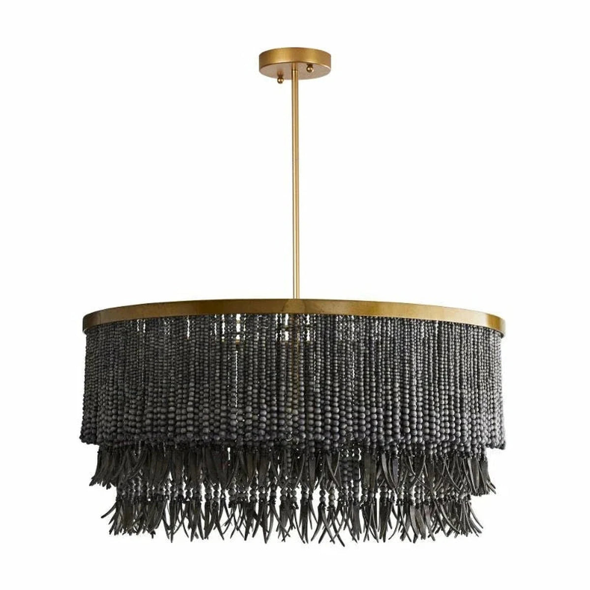 Fringe Beaded Chandelier for Dining Room light fixture by AUVIELIGHT, 3 heads D 76cm x H 43cm / ∅ 29.9″ x H 16.9″ / Black