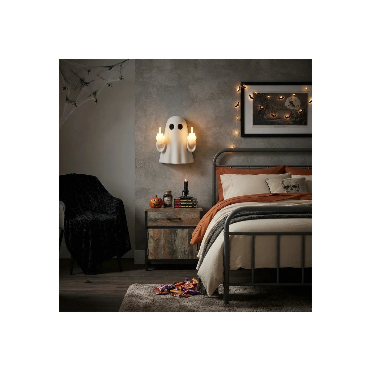 Funny Ghost Middle Finger Wall Sconce LED Night Light by AUVIELIGHT