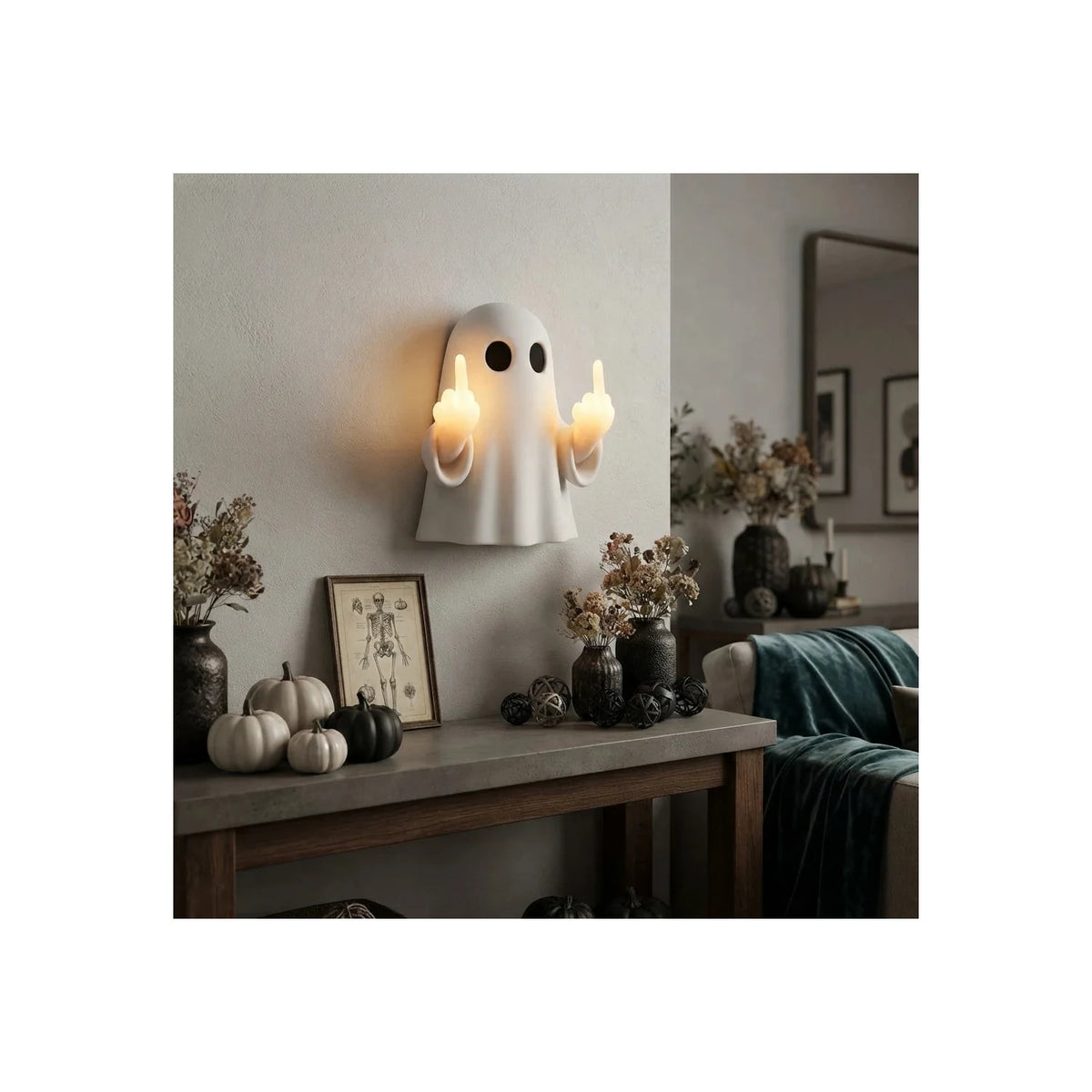 Funny Ghost Middle Finger Wall Sconce LED Night Light by AUVIELIGHT
