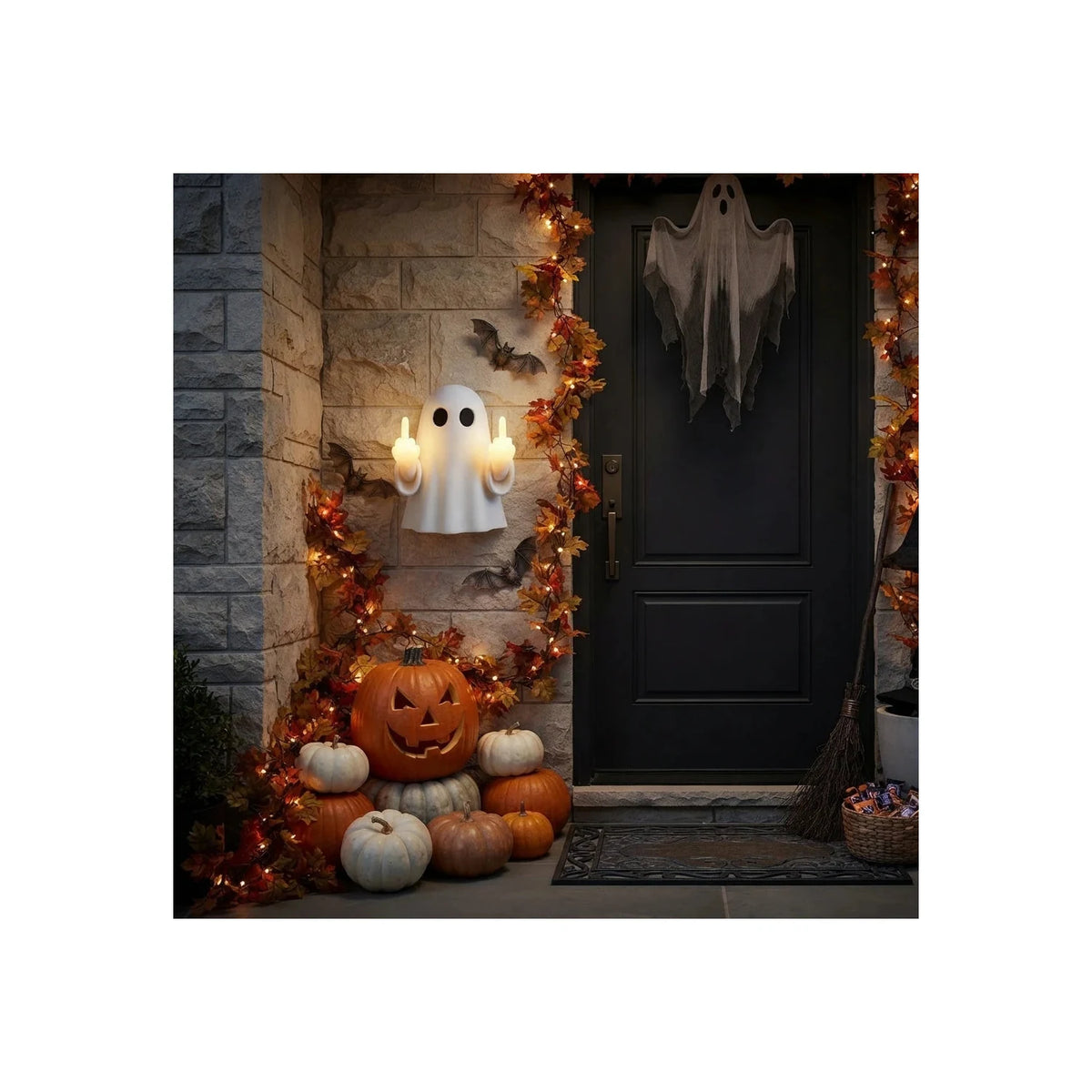 Funny Ghost Middle Finger Wall Sconce LED Night Light by AUVIELIGHT