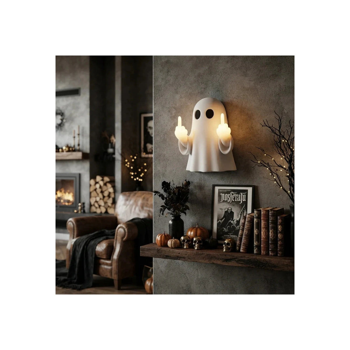 Funny Ghost Middle Finger Wall Sconce LED Night Light by AUVIELIGHT