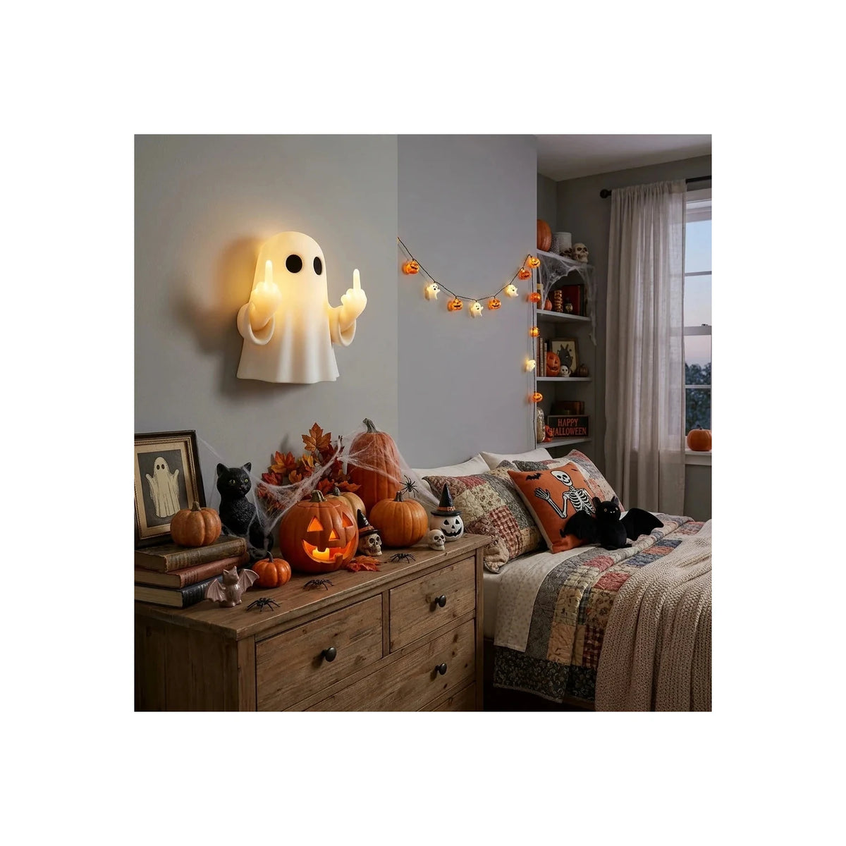 Funny Ghost Middle Finger Wall Sconce LED Night Light by AUVIELIGHT