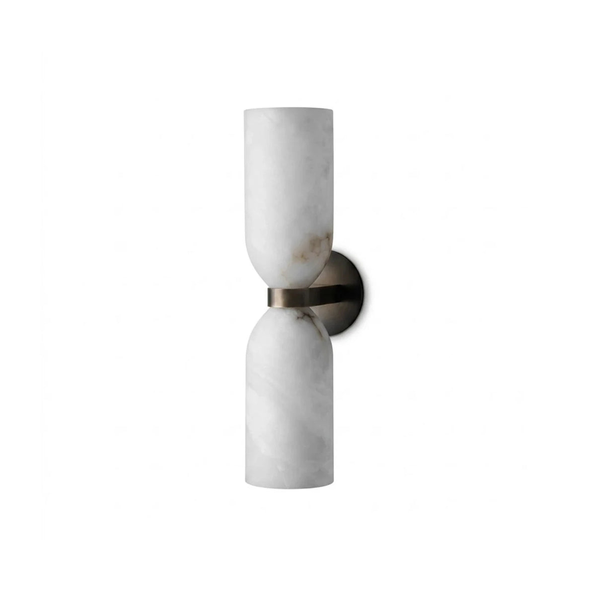 GeminiHourglass Double Stone Wall Light by AUVIELIGHT, ∅ 4″ x H 13.4″ / White & Brass