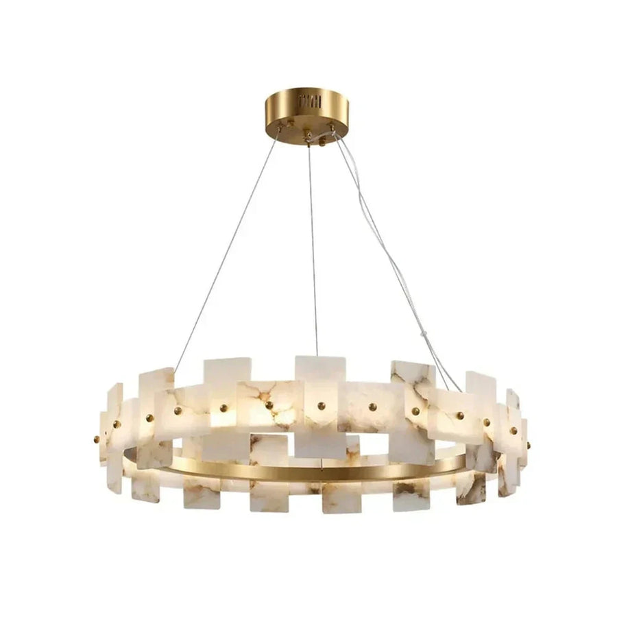 Geometric Chandelier in alabaster for Dining Room by AUVIELIGHT