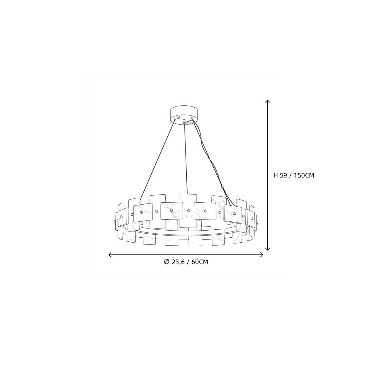 Geometric Chandelier in alabaster for Dining Room by AUVIELIGHT