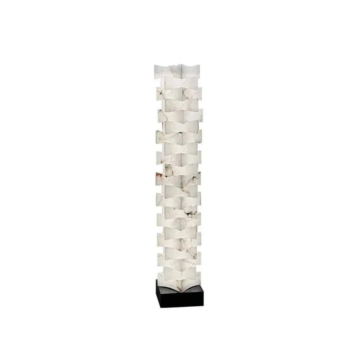 Geometry Stacked Floor Lamp in alabaster for Living Room light fixture by AUVIELIGHT, L 28cm x W 18cm x H 160cm / L 11″ x W 7.1″ x H 63″ (Warm