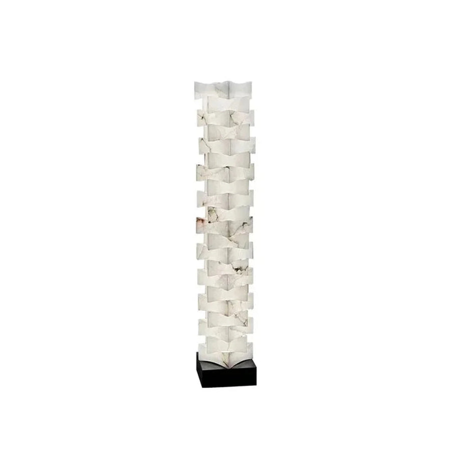 Geometry Stacked Floor Lamp in alabaster for Living Room light fixture by AUVIELIGHT, L 28cm x W 18cm x H 160cm / L 11″ x W 7.1″ x H 63″ (Warm