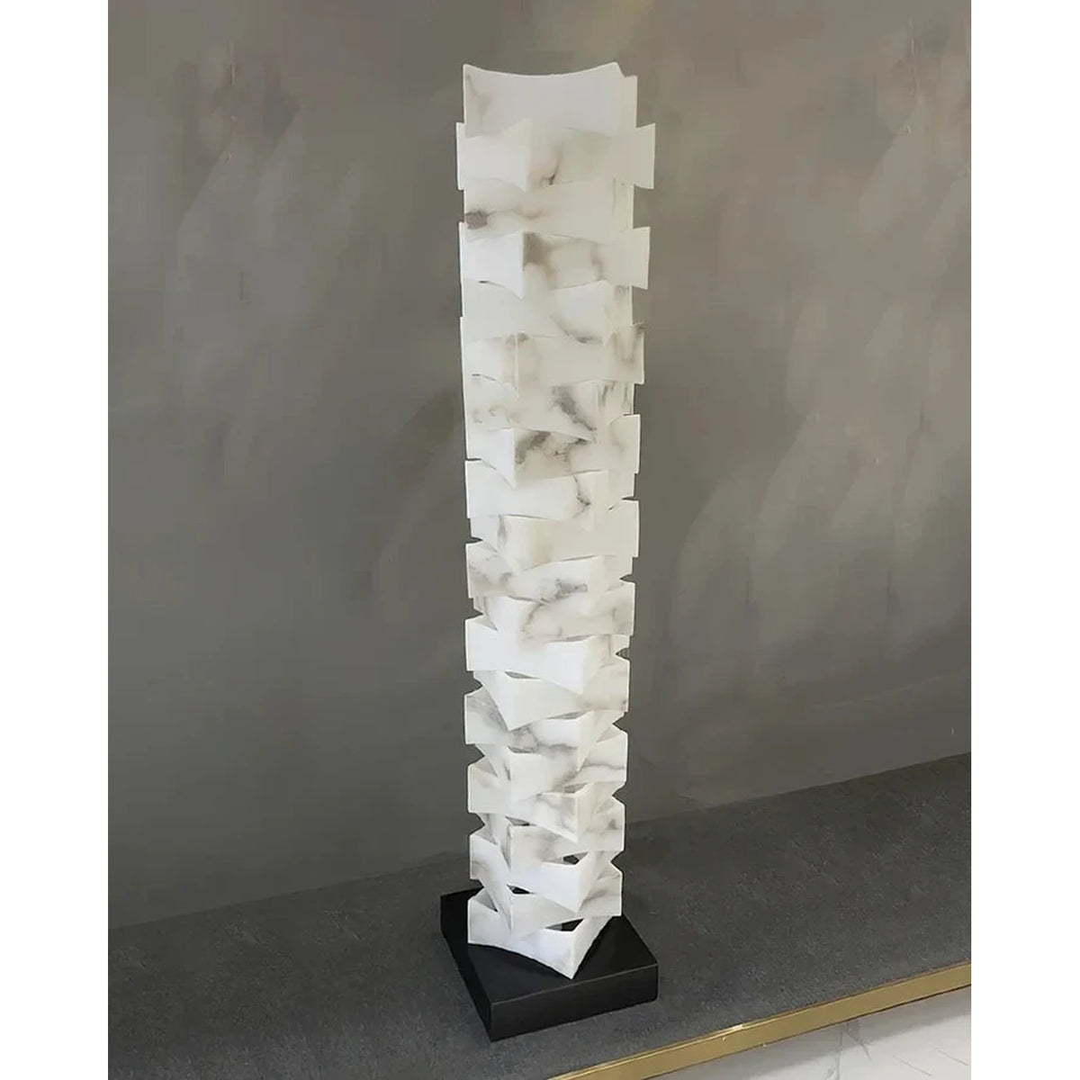 Geometry Stacked Floor Lamp in alabaster for Living Room light fixture by AUVIELIGHT