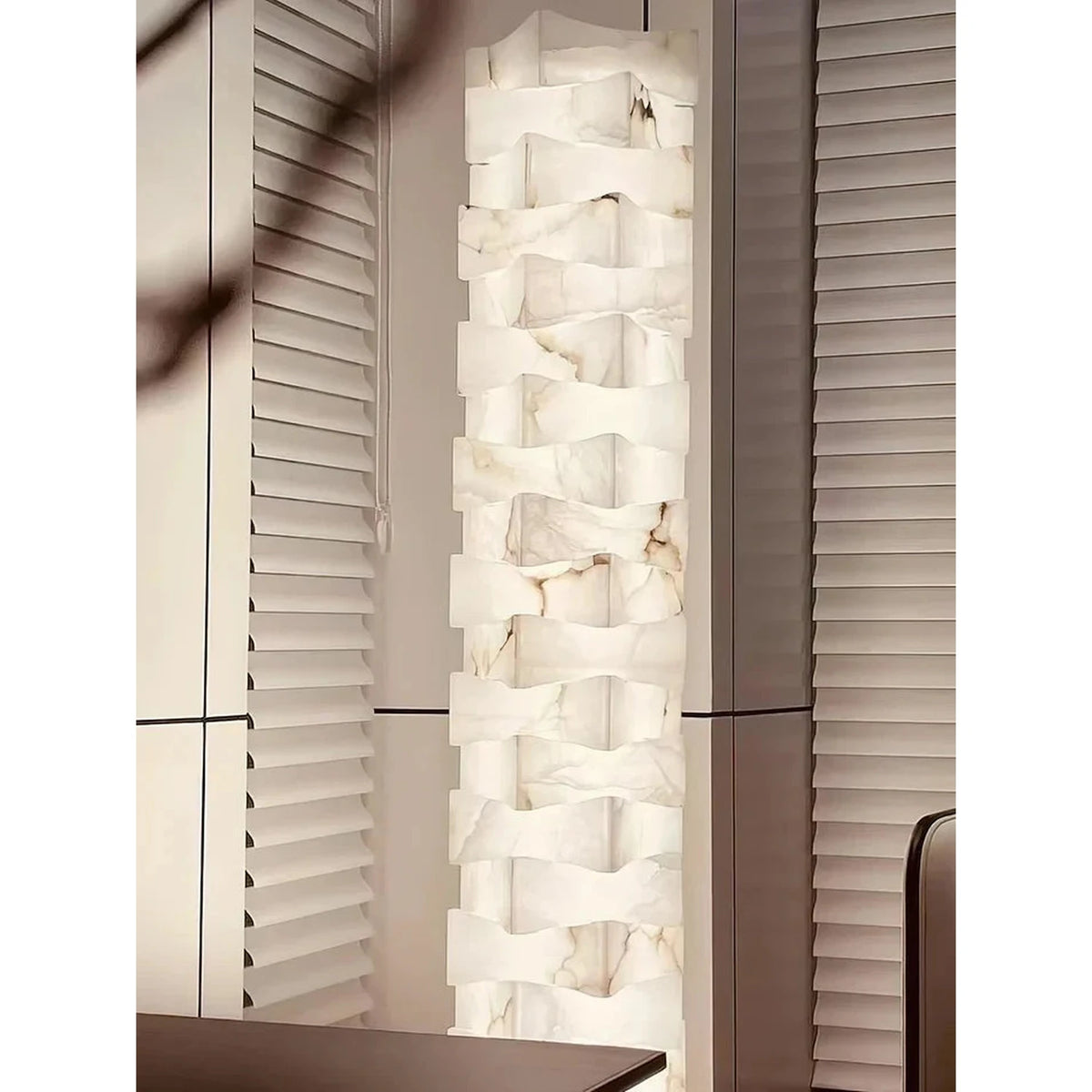 Geometry Stacked Floor Lamp in alabaster for Living Room light fixture by AUVIELIGHT