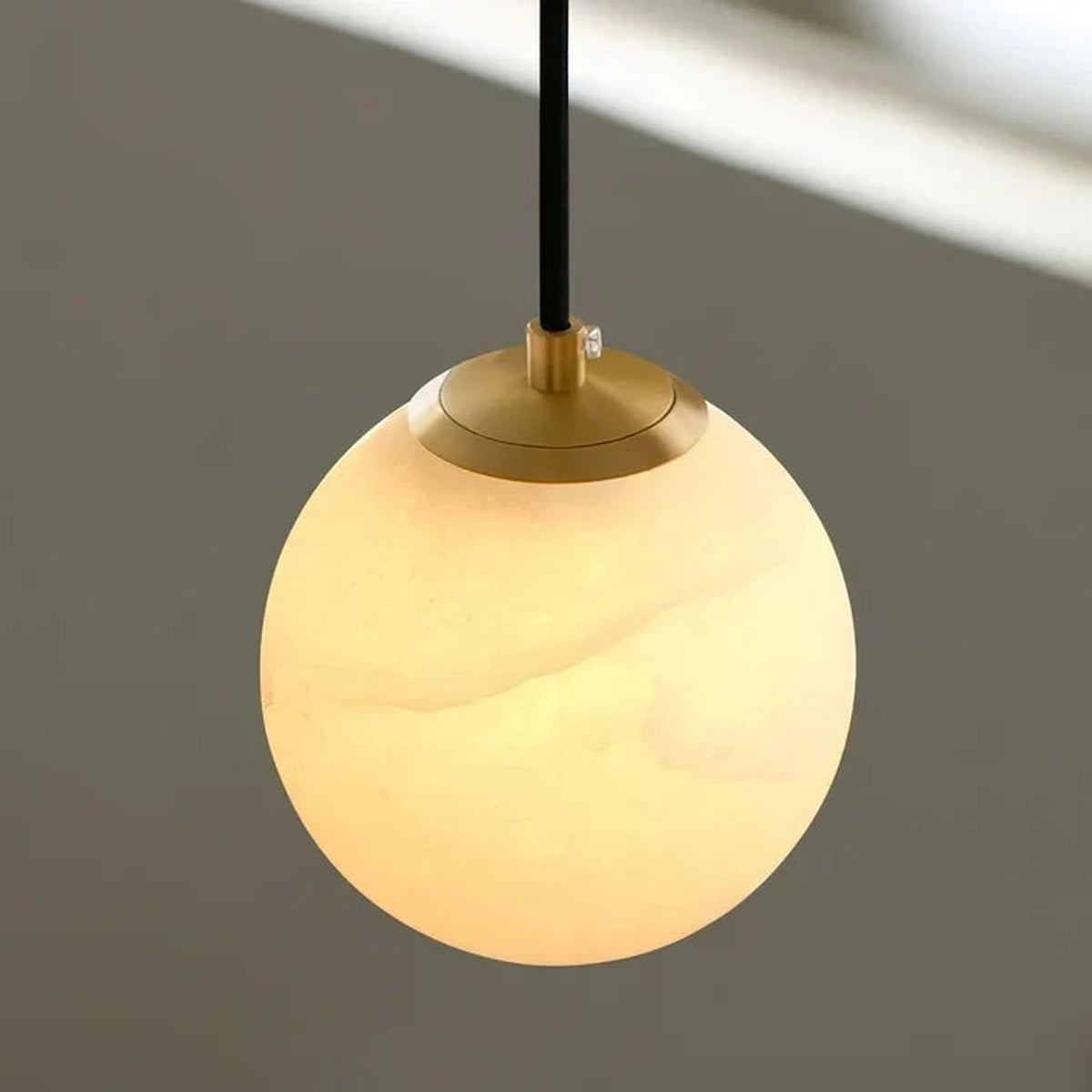 Gilded Canopy Globe Chandelier in alabaster for Dining Room light fixture by AUVIELIGHT
