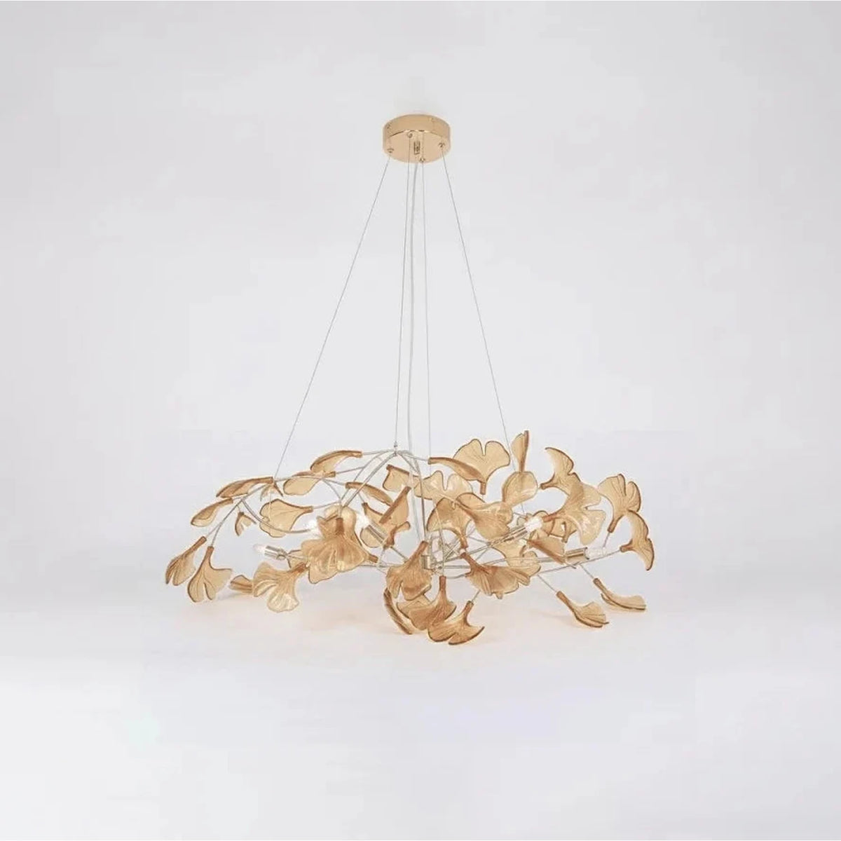 Ginkgo Leaf Chandelier for Dining Room by AUVIELIGHT, L 31.5"x W 15.7"xH 15.7" / L 80cm x W 40cm x H 40cm / Gold & & Coffee