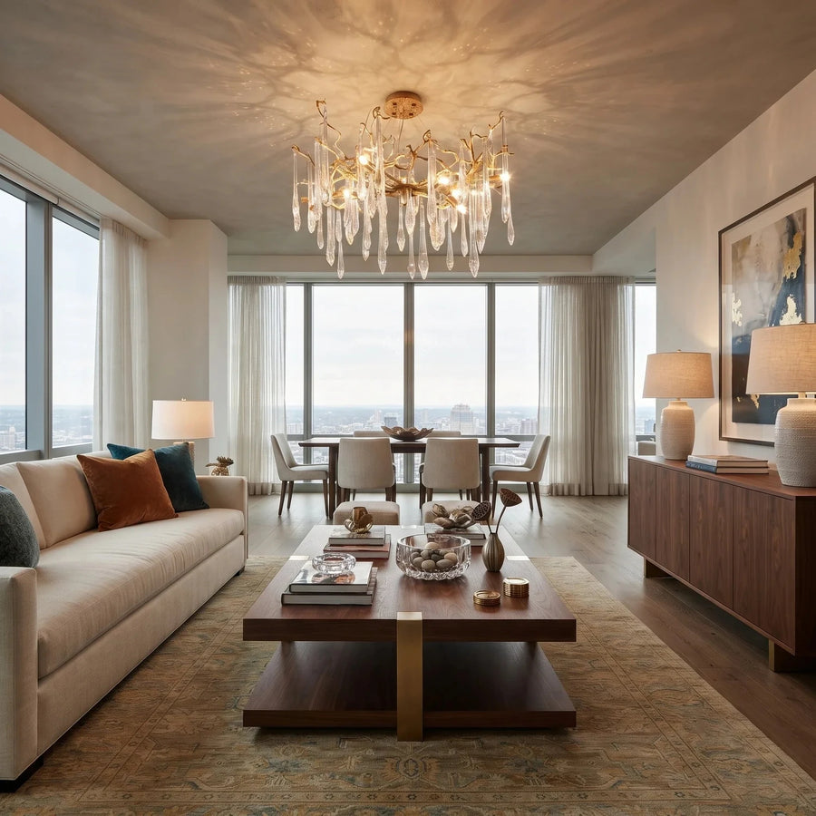 Glacier Branch Chandelier in crystal for Dining Room light fixture by AUVIELIGHT