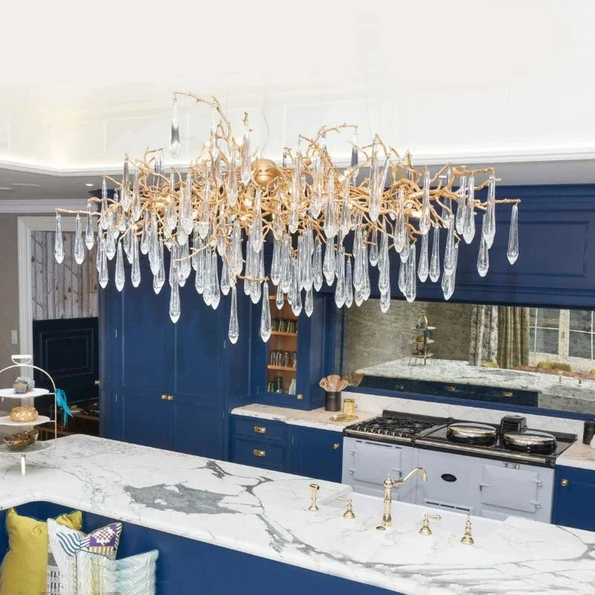 Glacier Branch Chandelier in crystal for Dining Room light fixture by AUVIELIGHT