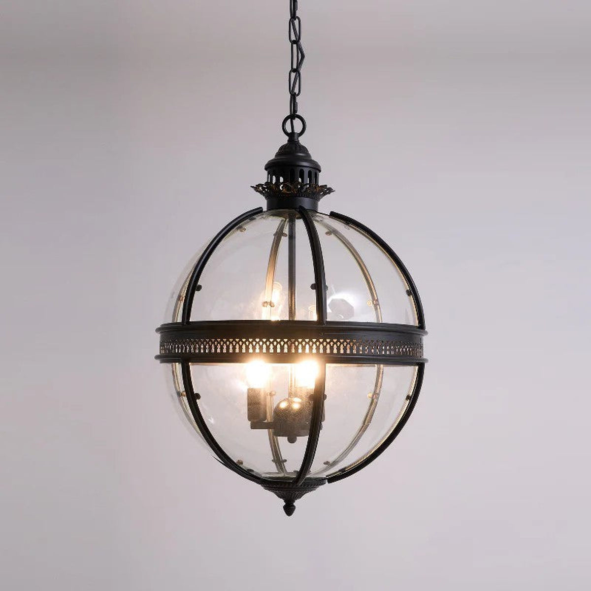 Globe Pendant Light in antique brass for Kitchen Island by AUVIELIGHT, 3 heads D 35cm x H 53cm / ∅ 13.8″ x H 20.9″ / Black and 1 other sizes