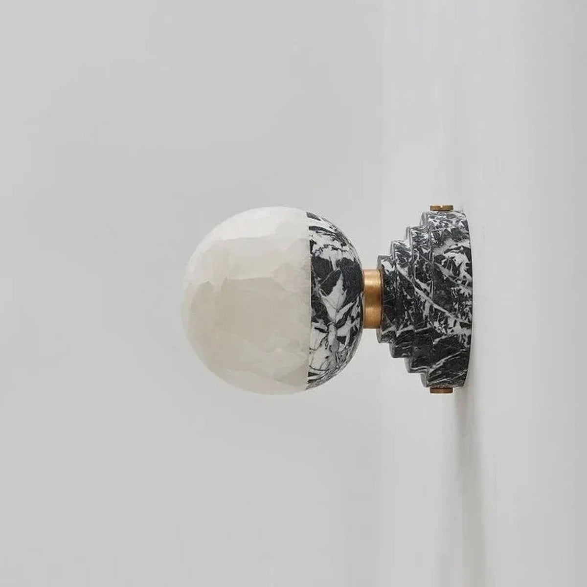 Globe Wall Sconce in alabaster for Hallway light fixture by AUVIELIGHT, D 12cm x H 17.5cm / ∅ 4.8″ x H 6.9 ″ / Model C