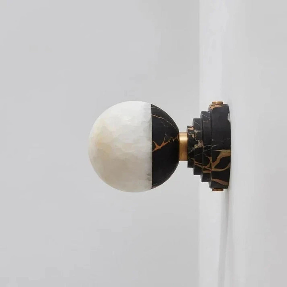 Globe Wall Sconce in alabaster for Hallway light fixture by AUVIELIGHT, D 12cm x H 17.5cm / ∅ 4.8″ x H 6.9 ″ / Model A
