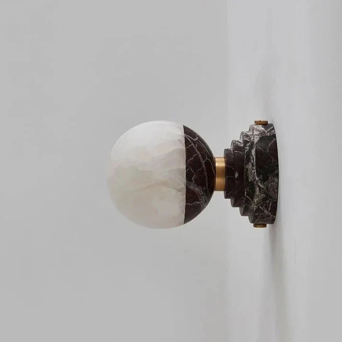 Globe Wall Sconce in alabaster for Hallway light fixture by AUVIELIGHT, D 12cm x H 17.5cm / ∅ 4.8″ x H 6.9 ″ / Model B