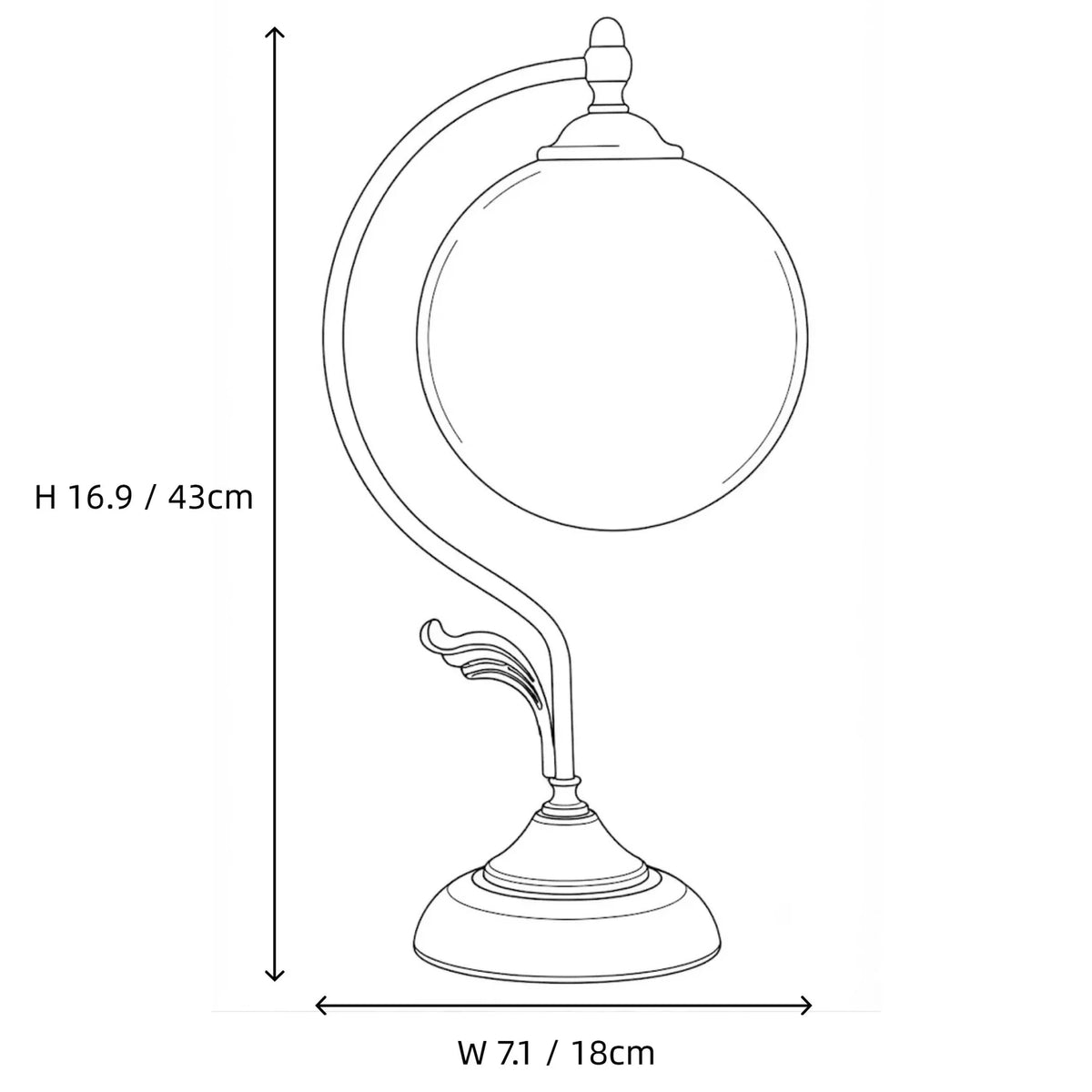 Gooseneck Globe Table Lamp in brass for Living Room light fixture by AUVIELIGHT