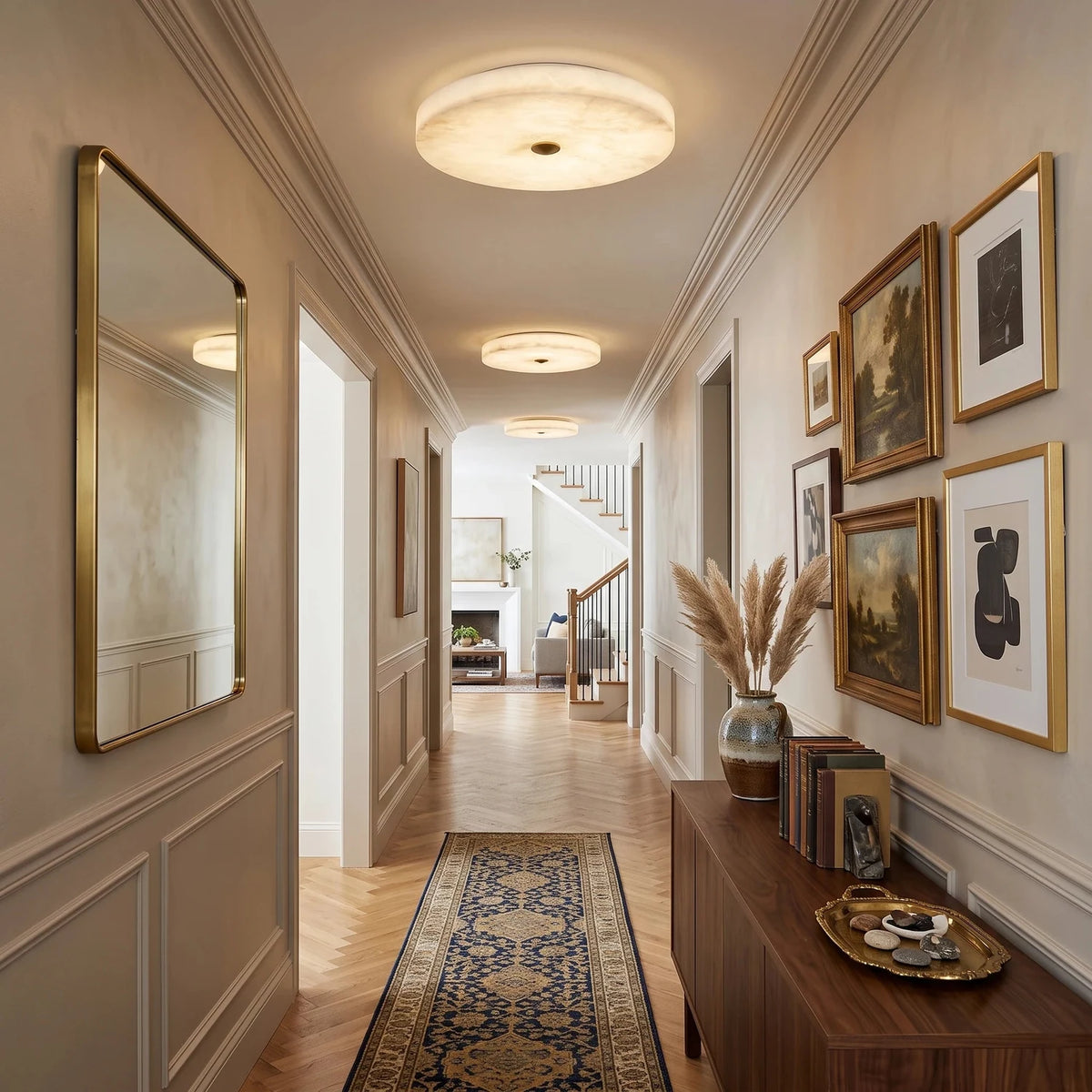 Halo Alabaster Flush Mount Light by AUVIELIGHT