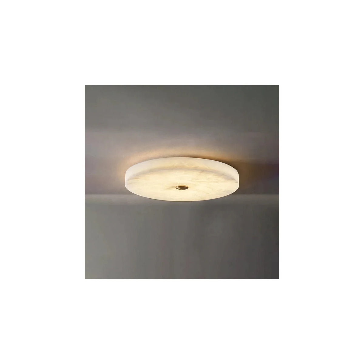 Halo Alabaster Flush Mount Light by AUVIELIGHT, ∅ 15.8'' x H 2'' / White Alabaster
