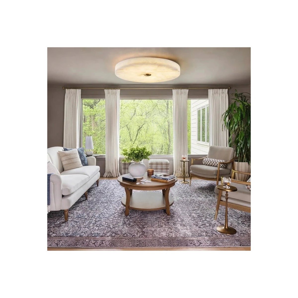 Halo Alabaster Flush Mount Light by AUVIELIGHT