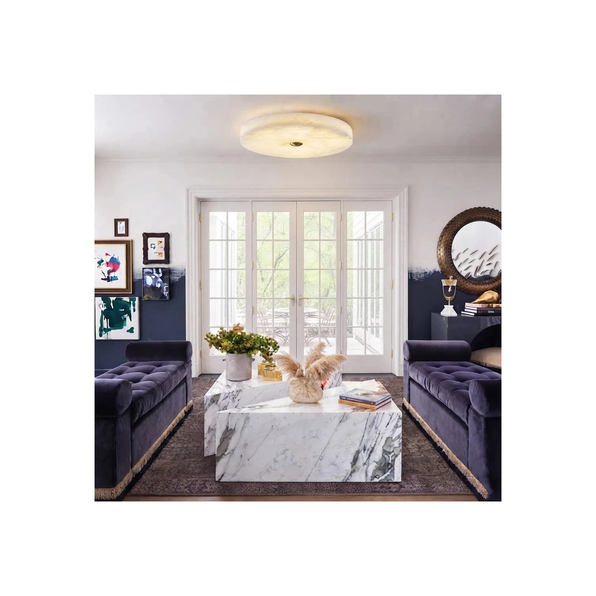 Halo Alabaster Flush Mount Light by AUVIELIGHT