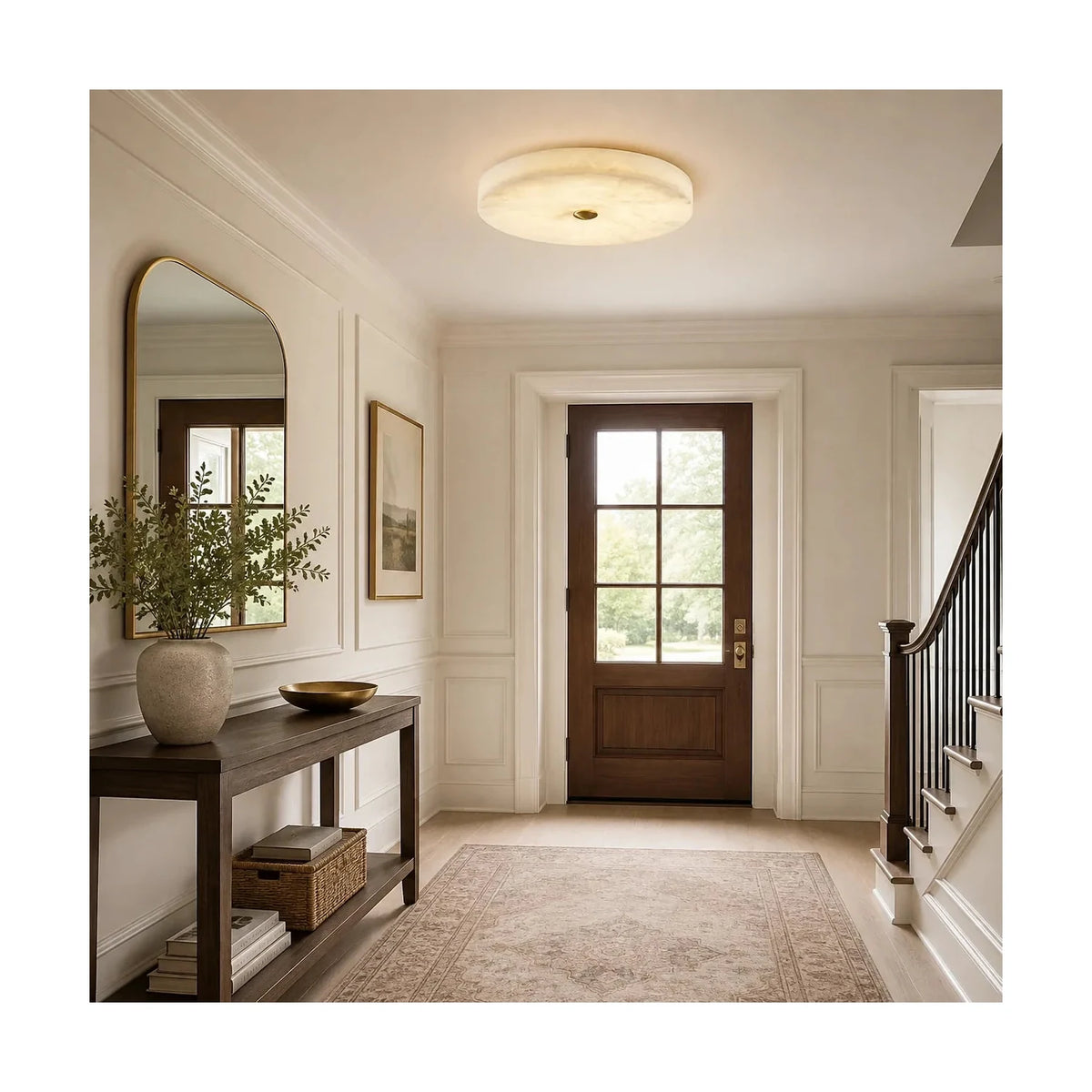 Halo Alabaster Flush Mount Light by AUVIELIGHT