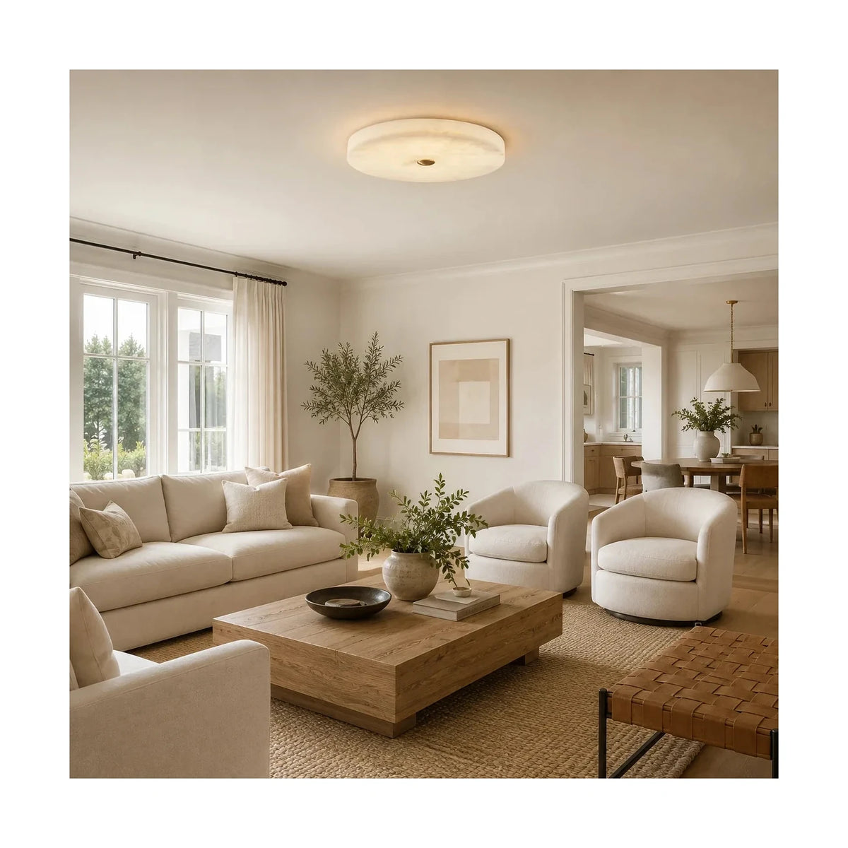 Halo Alabaster Flush Mount Light by AUVIELIGHT